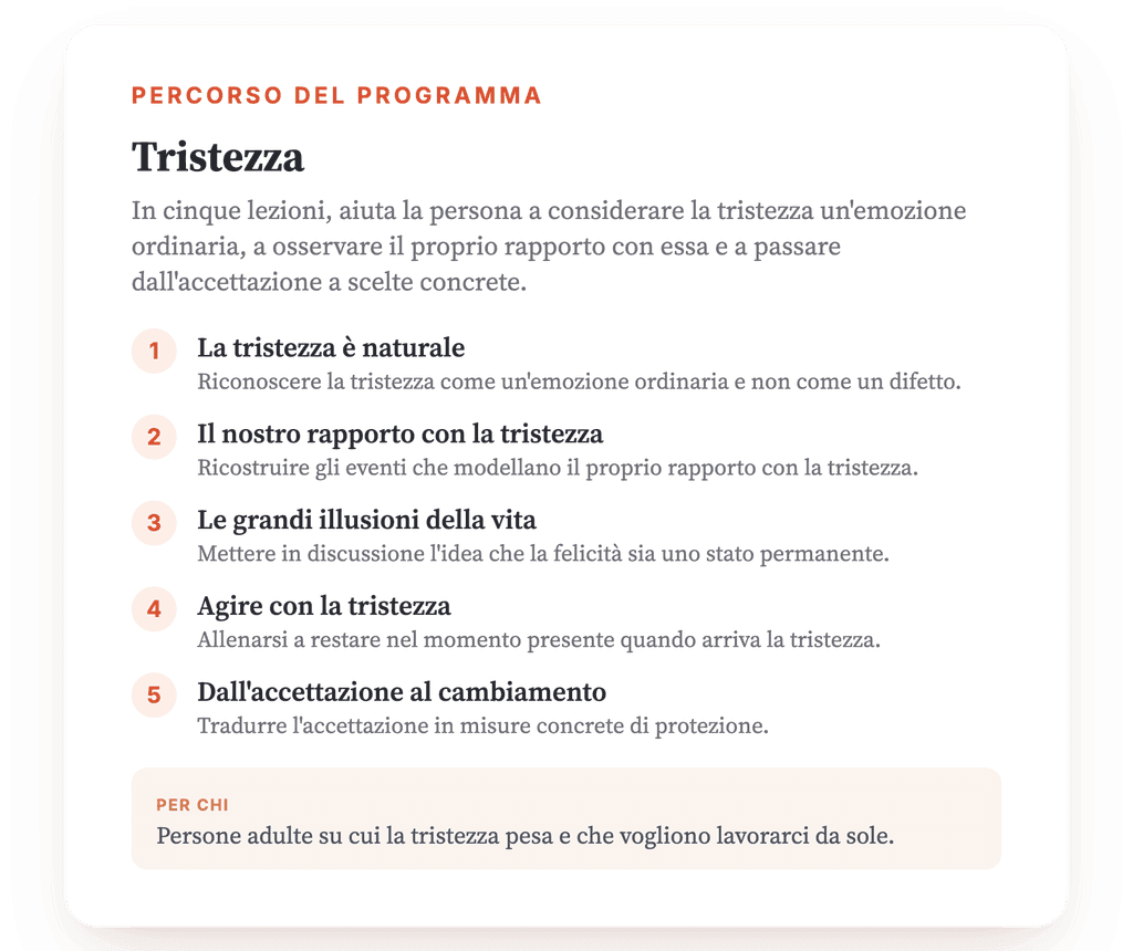Tristezza: un programma psicoeducativo strutturato per clinici
