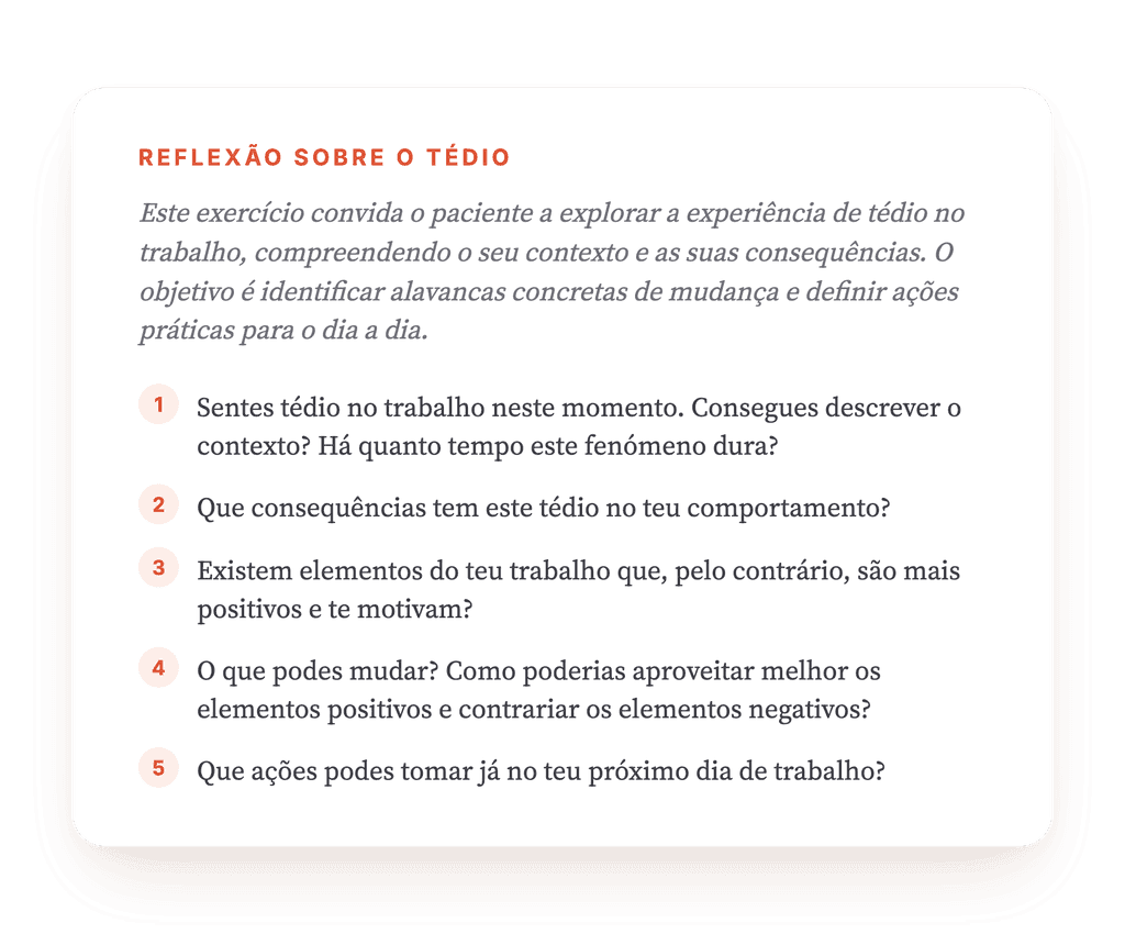 Aborrecimento no Trabalho: Exercício Clínico Guiado em Sessão