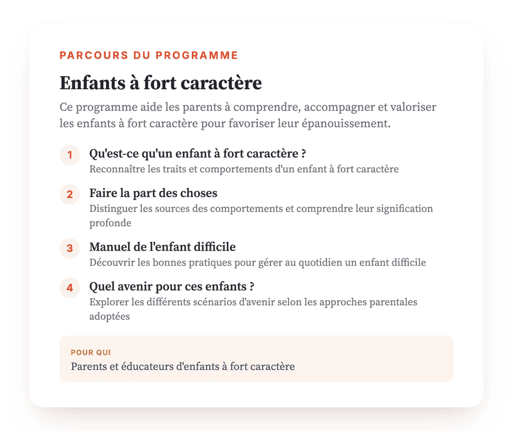 Enfants à fort caractère : programme psychoéducatif parental