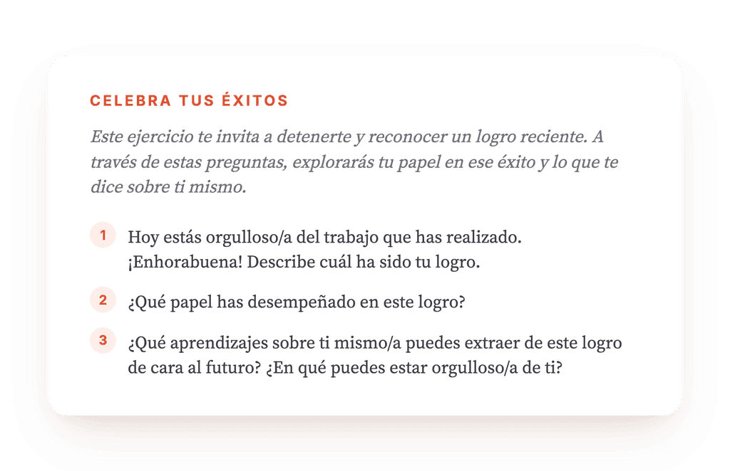 Celebrar los éxitos: ejercicio clínico para la autoestima