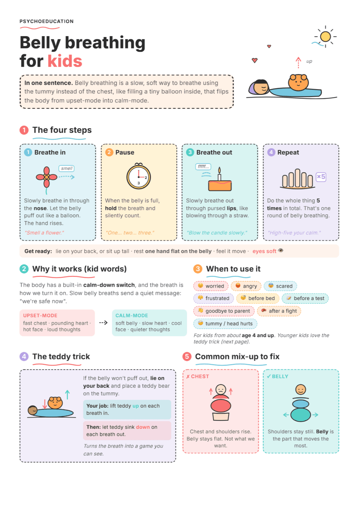 Belly Breathing for Kids: PDF Worksheet, Tools and Exercises
