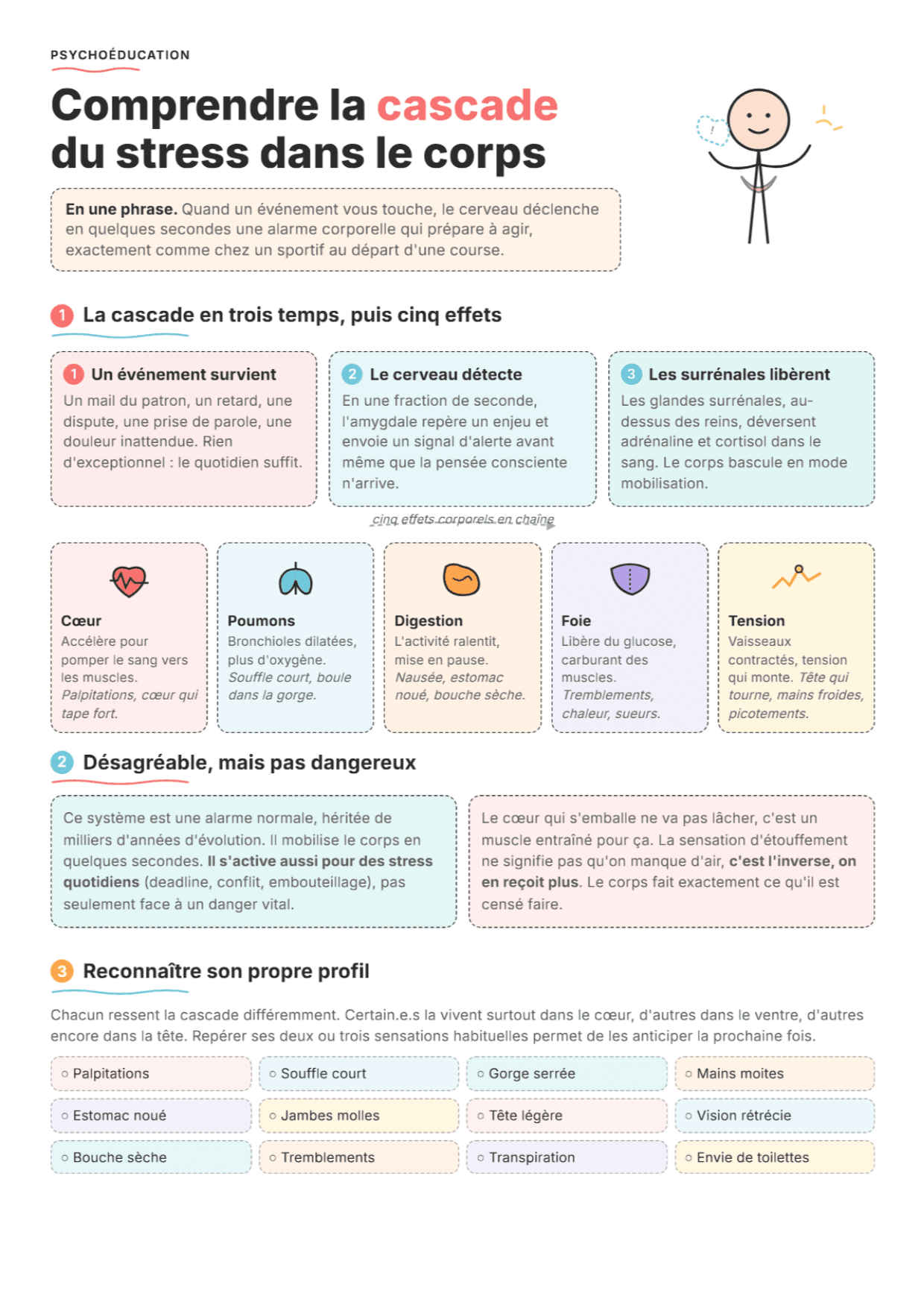 Comment ton corps réagit au stress : Fiche de travail PDF, outils et exercices