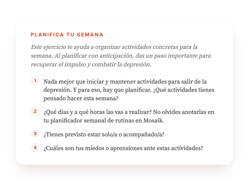 Planificar la semana: activación conductual en depresión