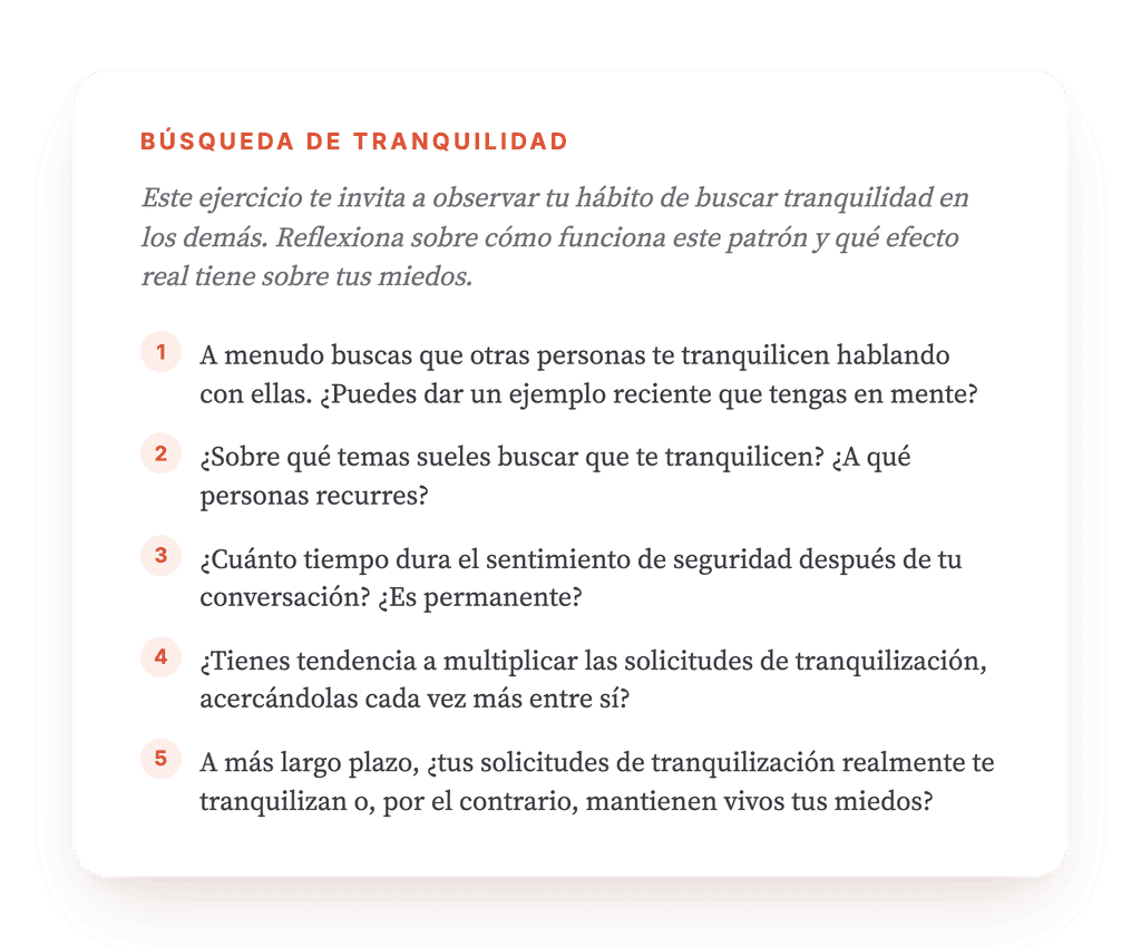 Búsqueda de reaseguramiento: ejercicio clínico guiado