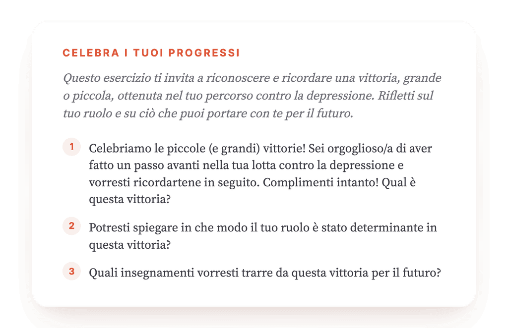 Celebrare i progressi nella depressione: esercizio guidato