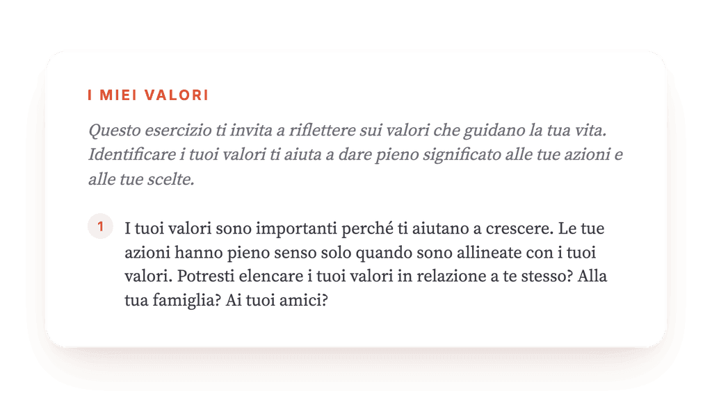 I miei valori: esercizio clinico guidato per la terapia