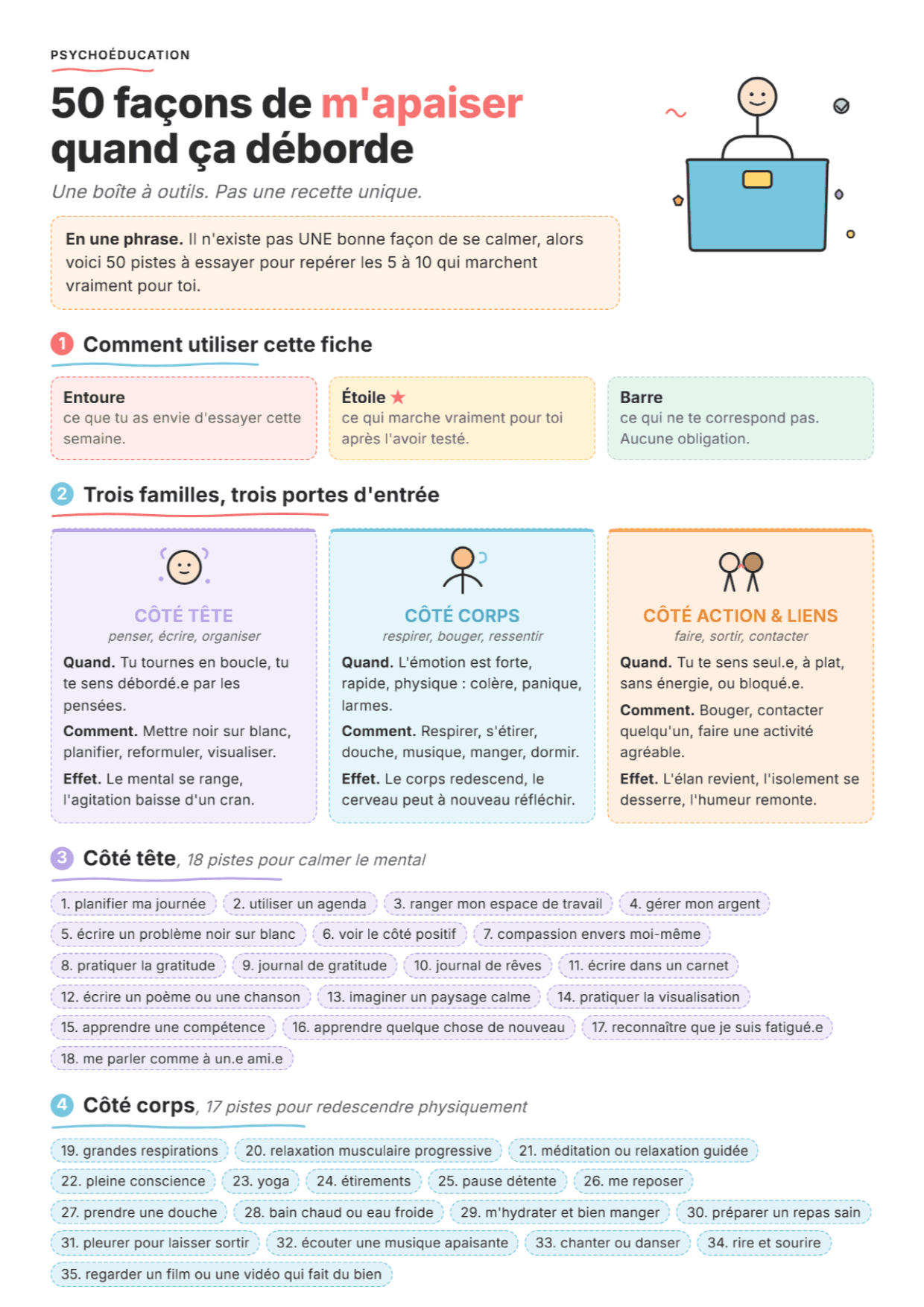 50 stratégies d'adaptation enfants et ados : fiche PDF, outils et exercices