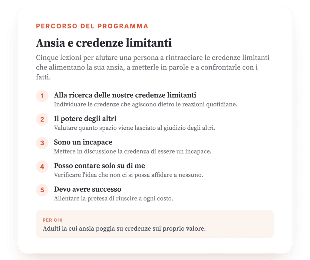 Ansia e credenze limitanti: un programma psicoeducativo