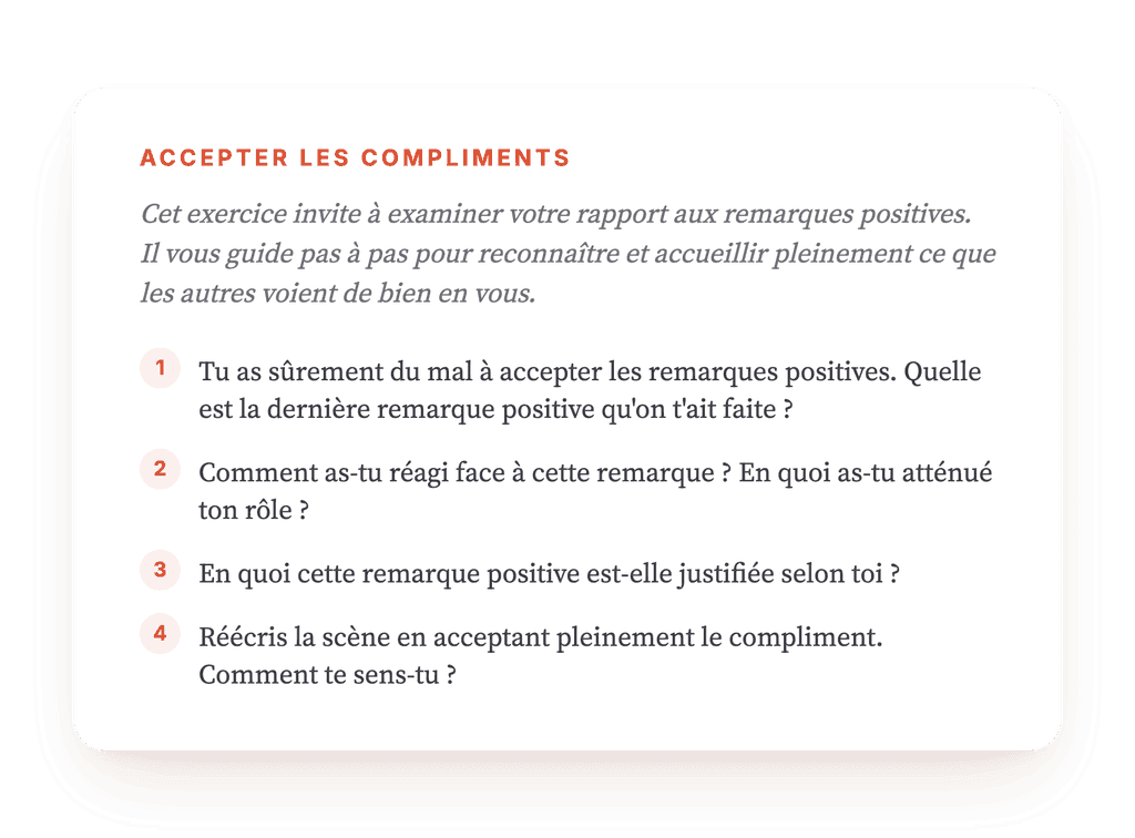 Accepter un compliment : exercice guidé pour l'estime de soi