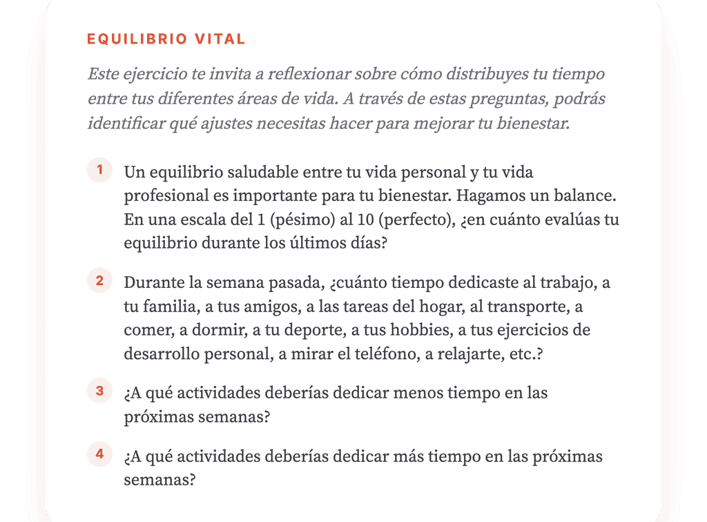 Ejercicio clínico: evaluar el equilibrio personal y profesional