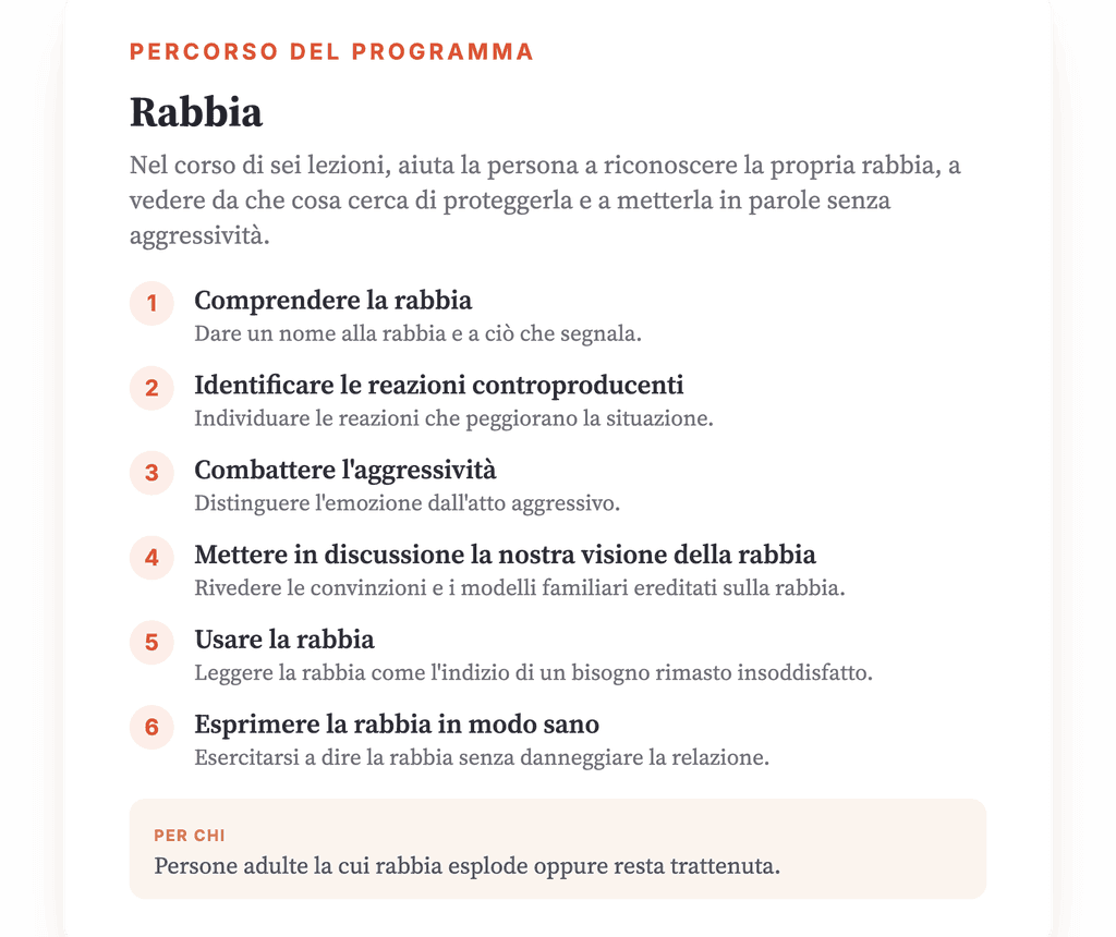 Rabbia: programma psicoeducativo sulla gestione della collera