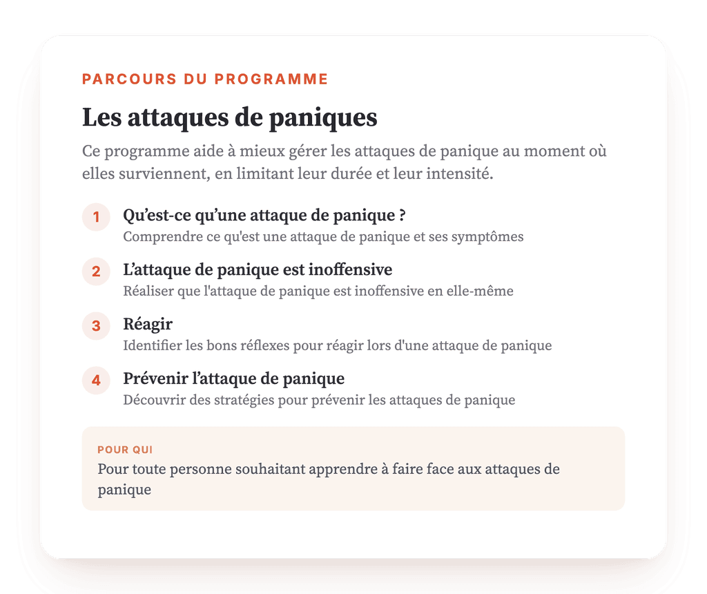 Les attaques de panique : programme psychoéducatif structuré