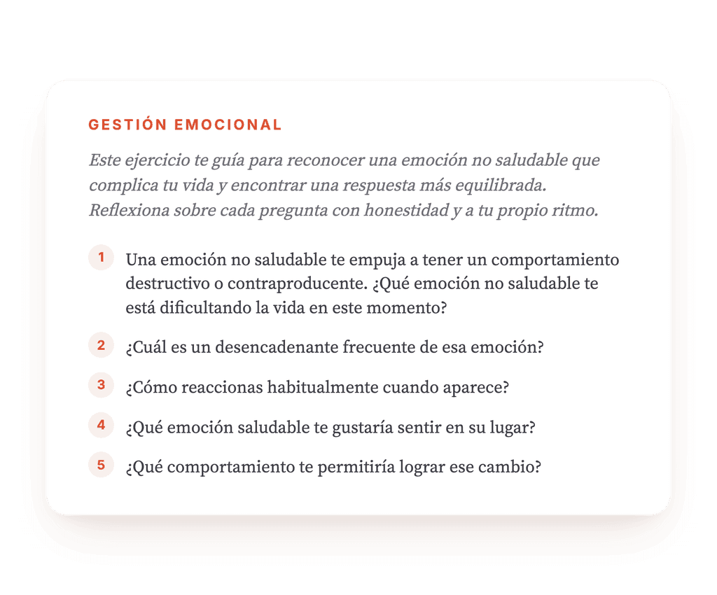 Ejercicio clínico: de la emoción malsana a la alternativa sana