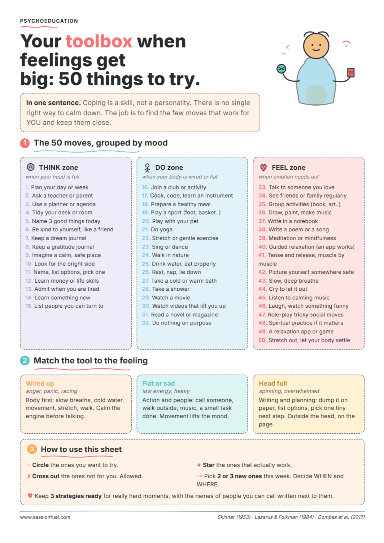 50 Coping Strategies for Children and Adolescents: PDF Worksheet, Tools and Exercises