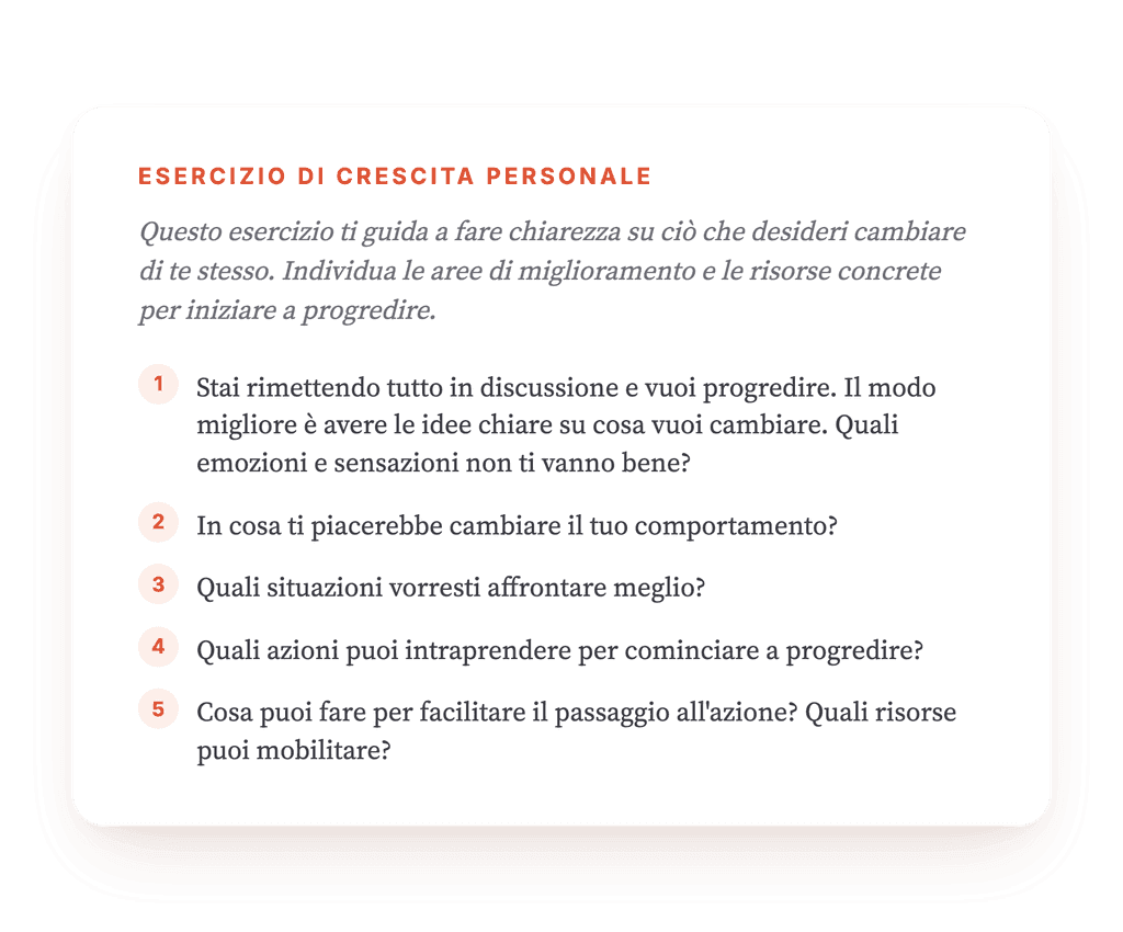 I miei assi di progressione: identificare le aree di cambiamento