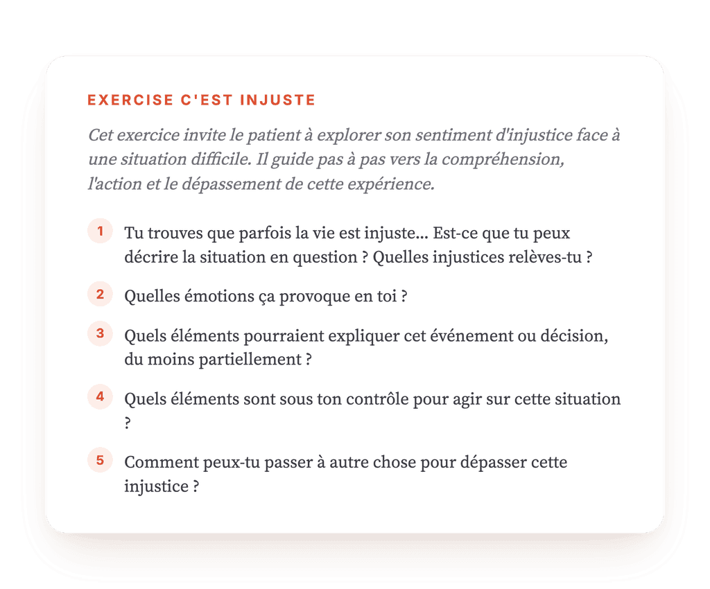 Sentiment d'injustice : exercice guidé de restructuration cognitive