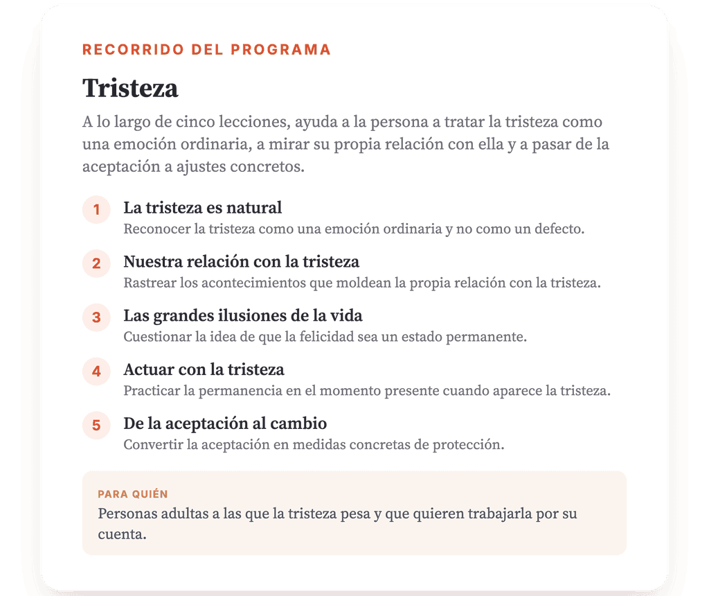 Tristeza: programa de psicoeducación clínica en 5 lecciones
