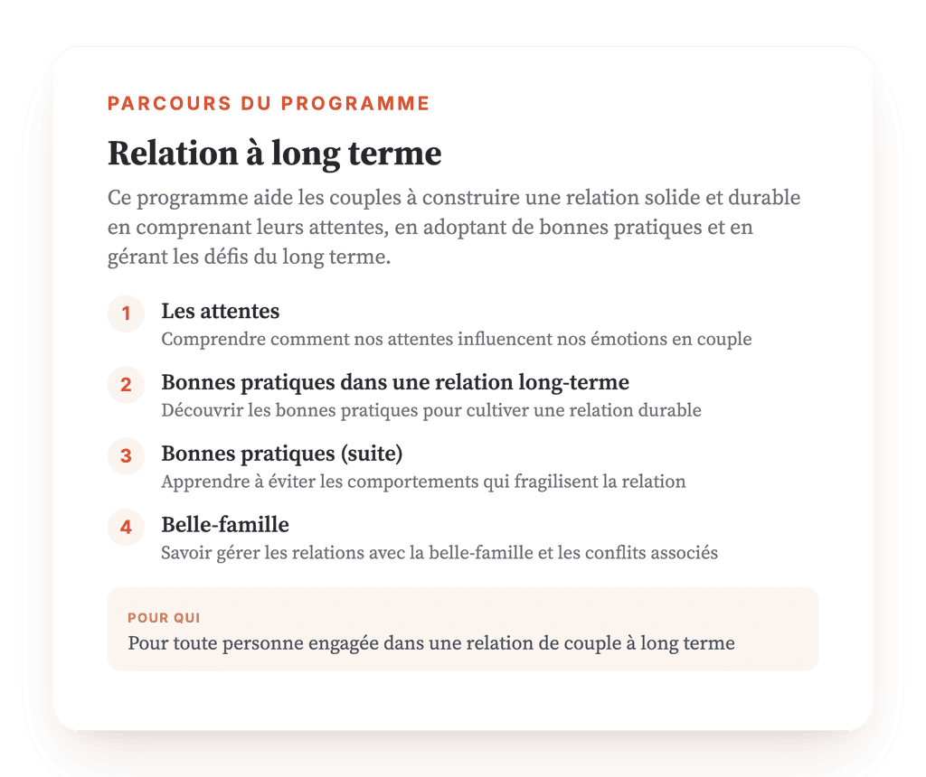 Relation à long terme : programme de psychoéducation