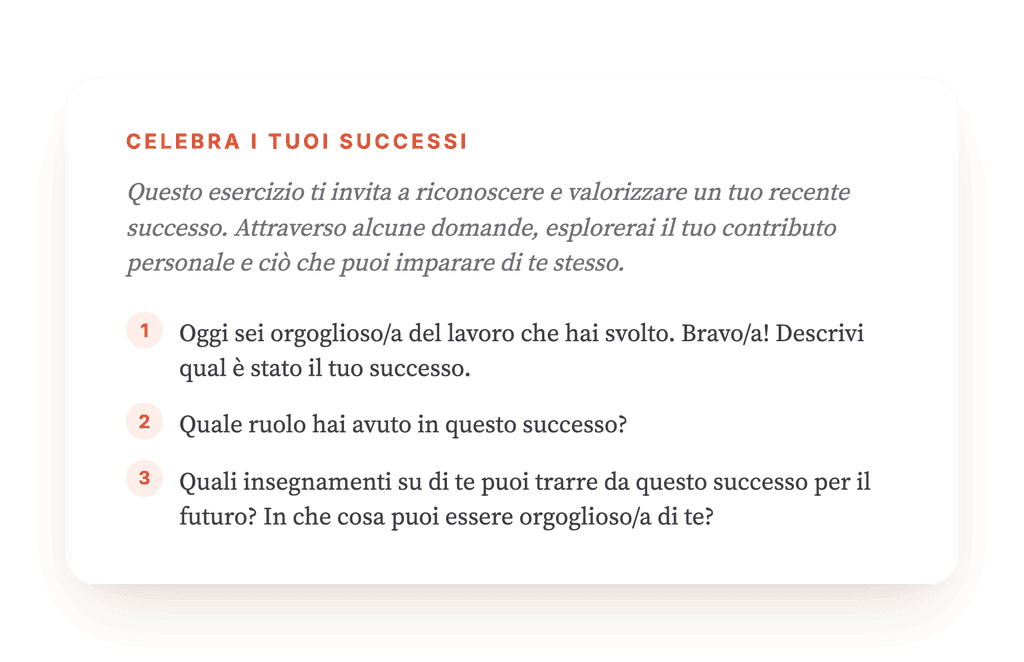 Celebrare i propri successi: esercizio clinico sull'autostima