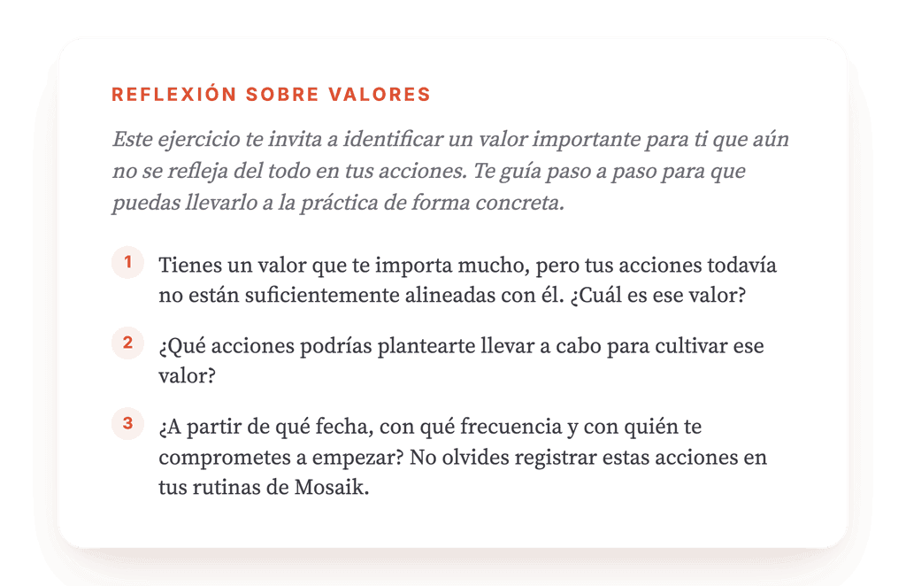 Cultivar valores: ejercicio clínico guiado en sesión ACT