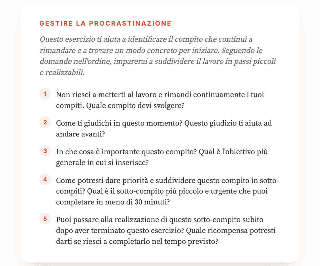 Procrastinazione in terapia: esercizio clinico per il paziente