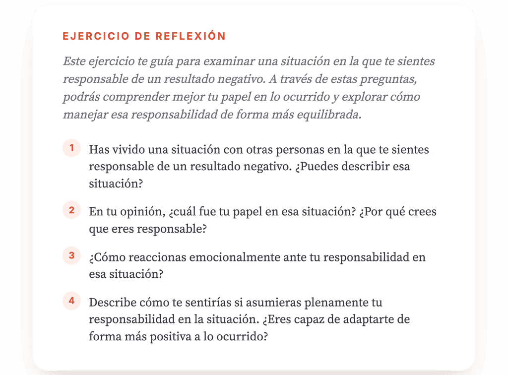 Ejercicio clínico sobre la culpa y la responsabilidad percibida