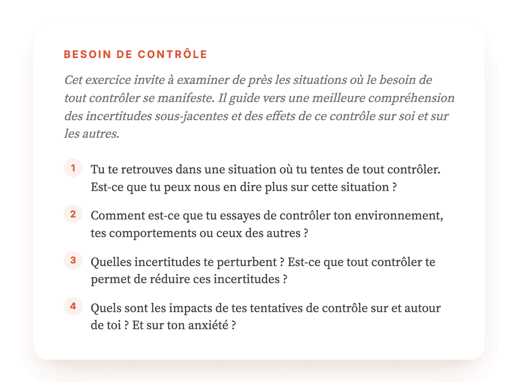 Besoin de contrôle excessif : exercice clinique guidé