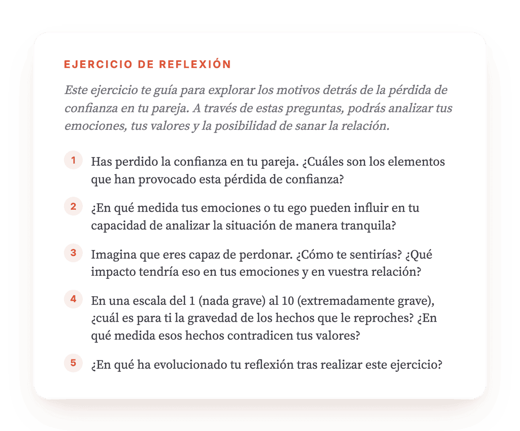 He perdido la confianza en mi pareja: ejercicio clínico guiado