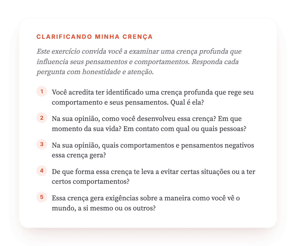 Clarificar uma Crença Nuclear: Exercício Guiado para Clínicos
