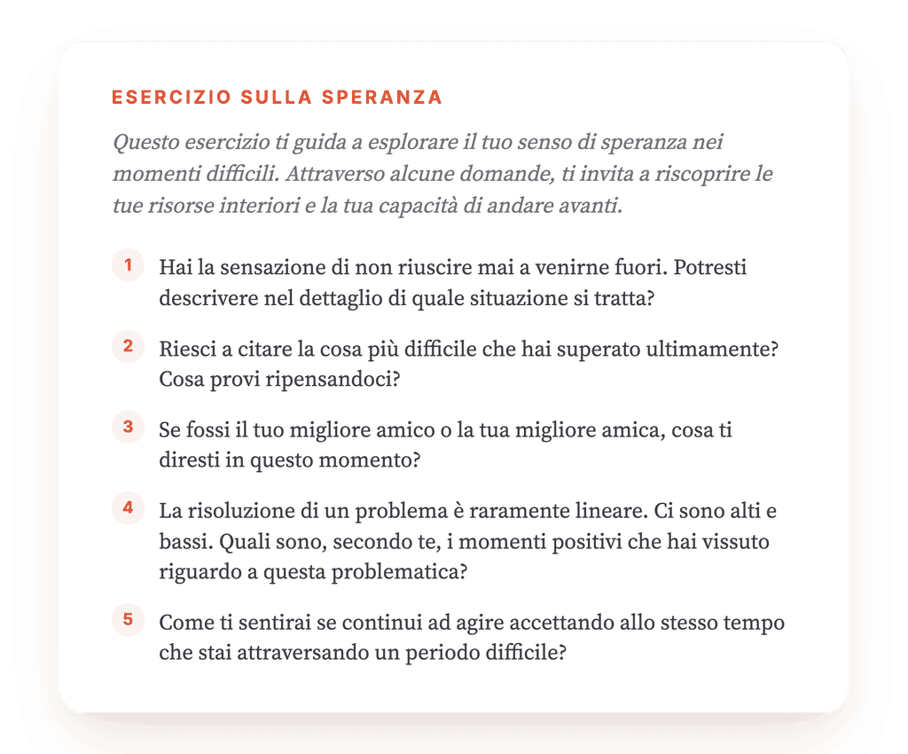 Non perdo la speranza: esercizio clinico sulla rassegnazione
