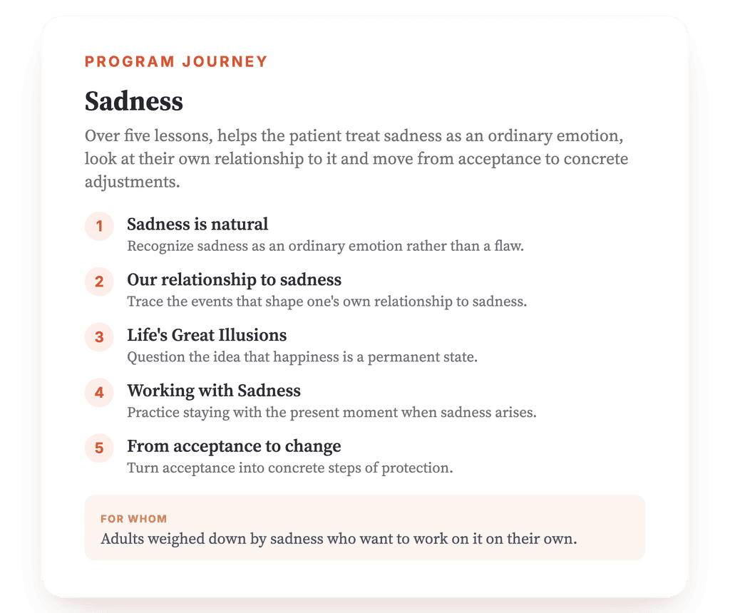 Sadness Psychoeducation: A Structured 5-Lesson Clinical Program