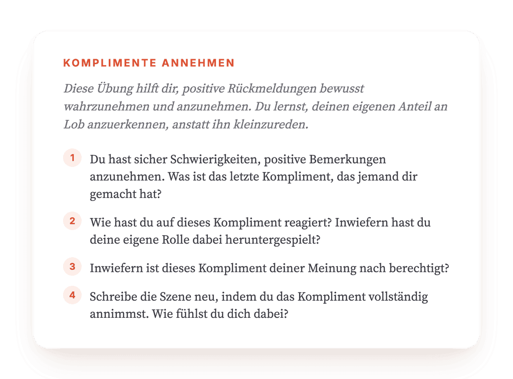 Komplimente annehmen: klinische Reflexionsübung für die Praxis