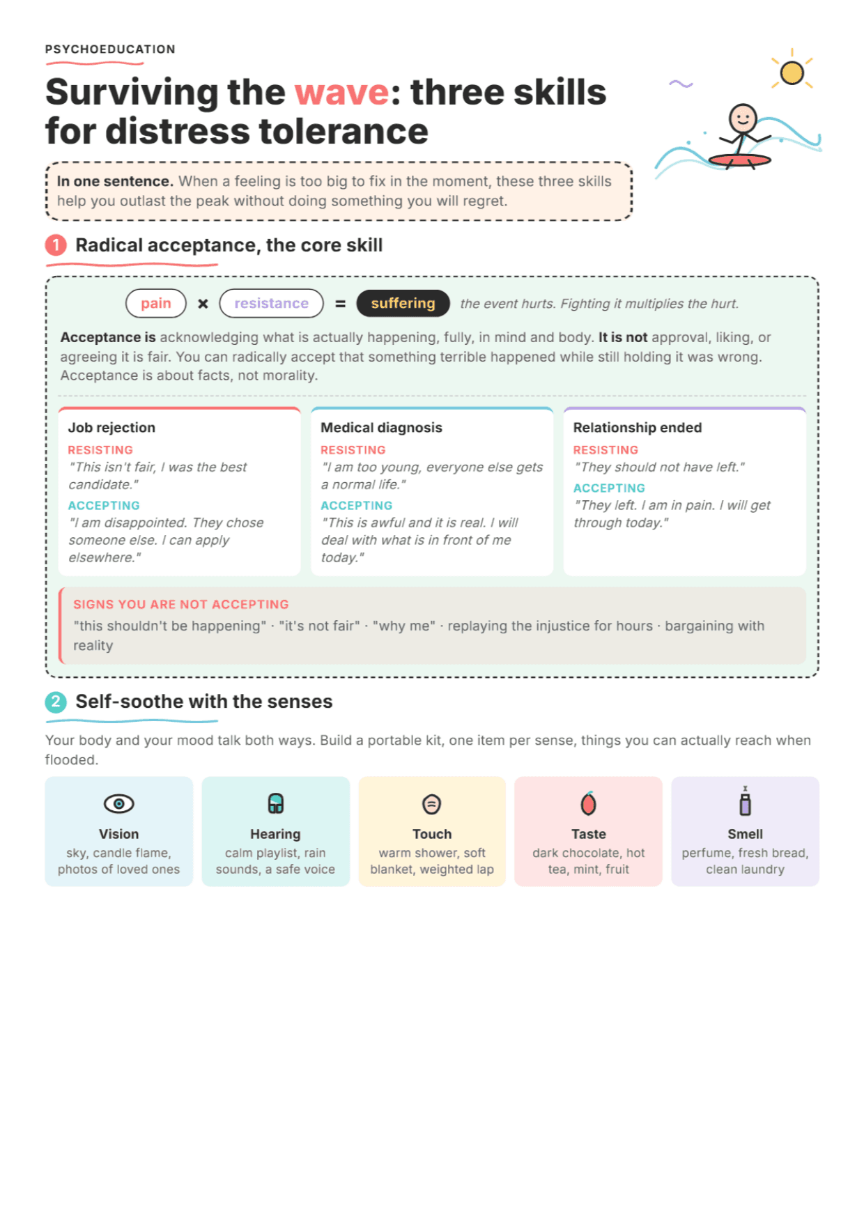 DBT Distress Tolerance Skills: PDF Worksheet, Tools and Exercises