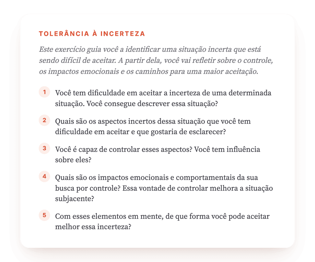 Intolerância à Incerteza: um exercício clínico para a prática
