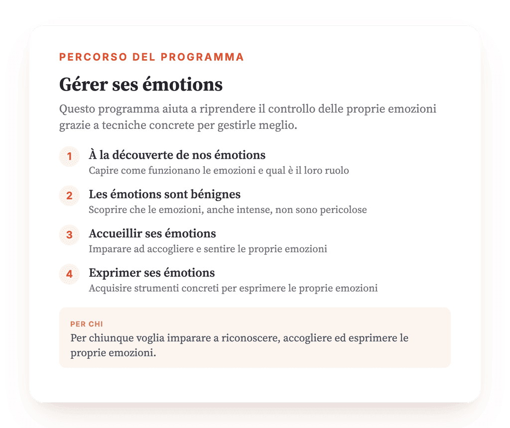 Gestione delle emozioni: programma psicoeducativo strutturato