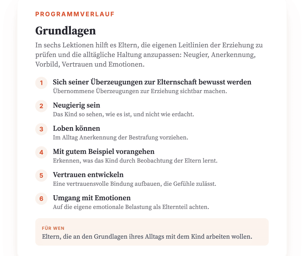 Elterliche Grundüberzeugungen: psychoedukatives Programm