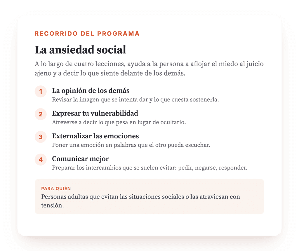 Ansiedad social: programa psicoeducativo clínico de cuatro lecciones