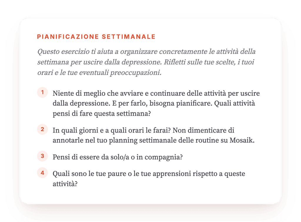 Preparo la mia settimana: pianificare per uscire dalla depressione