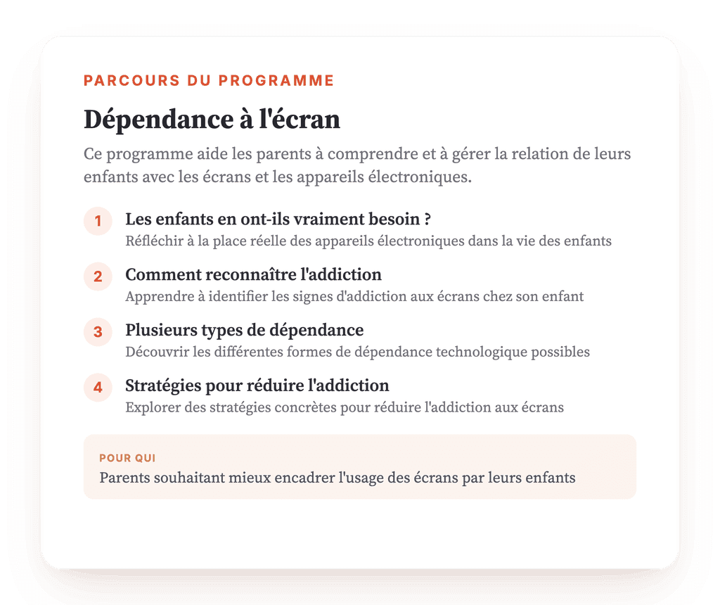 Dépendance à l'écran chez l'enfant : programme psychoéducatif