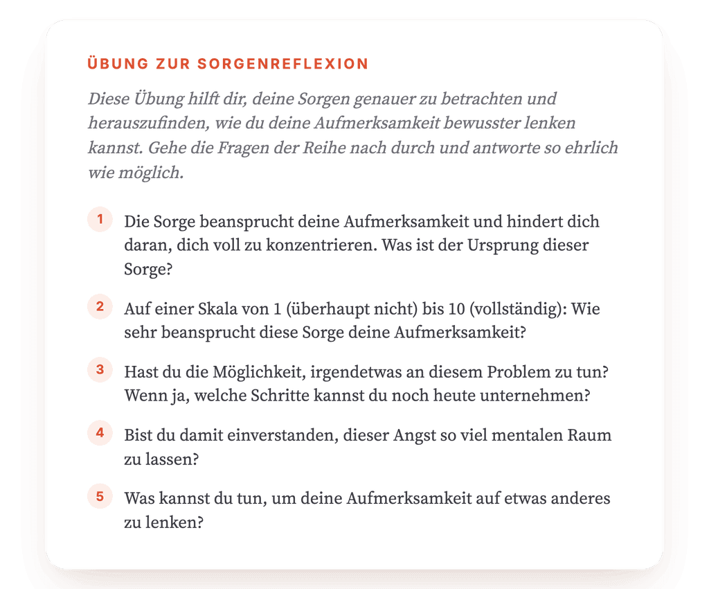 Ich bin besorgt: Sorgen und Aufmerksamkeit strukturiert bearbeiten