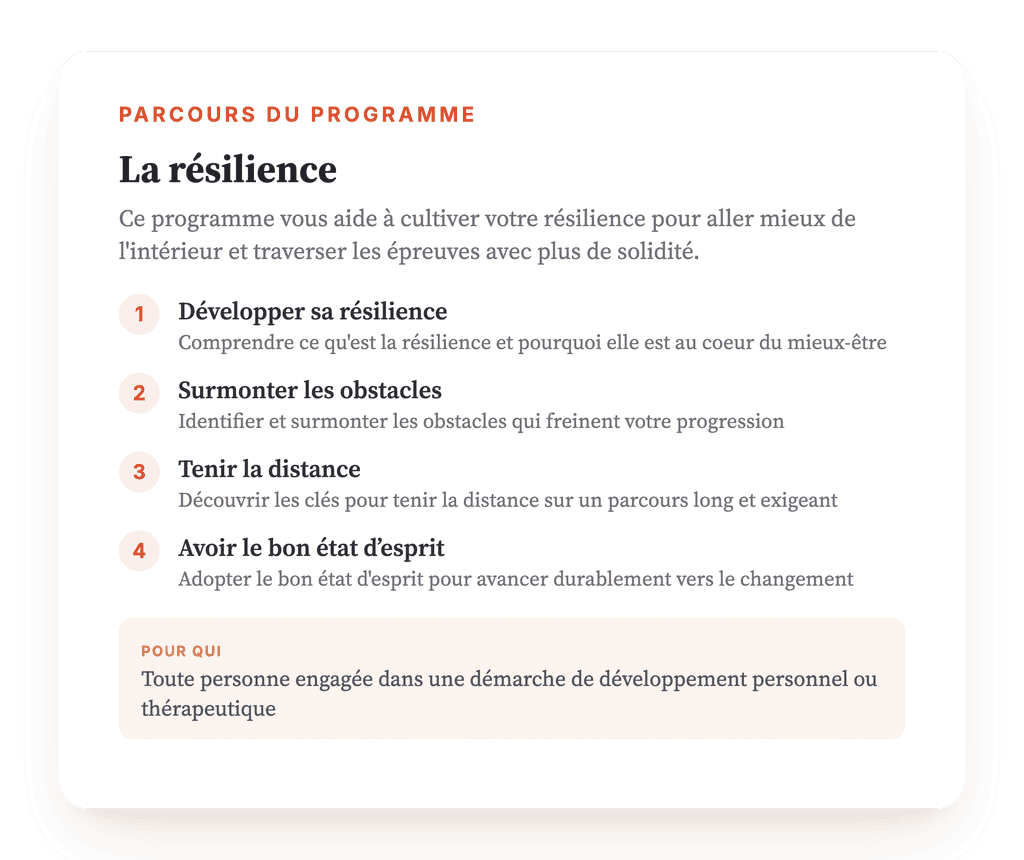 Résilience : programme psychoéducatif structuré en 4 leçons