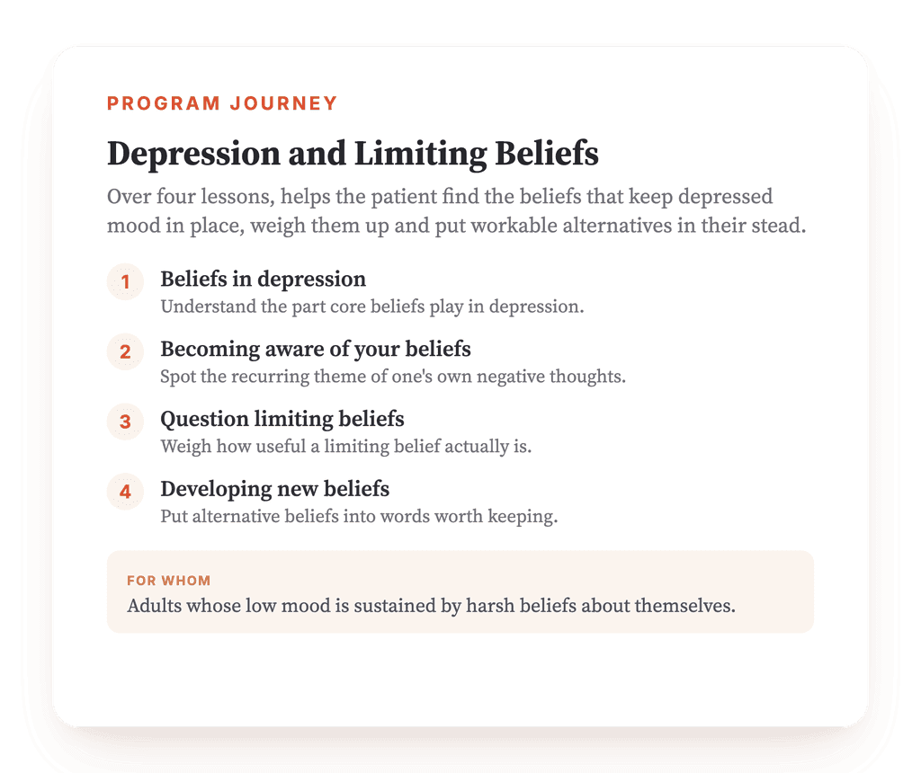 Depression and Limiting Beliefs: A 4-Lesson Clinical Program