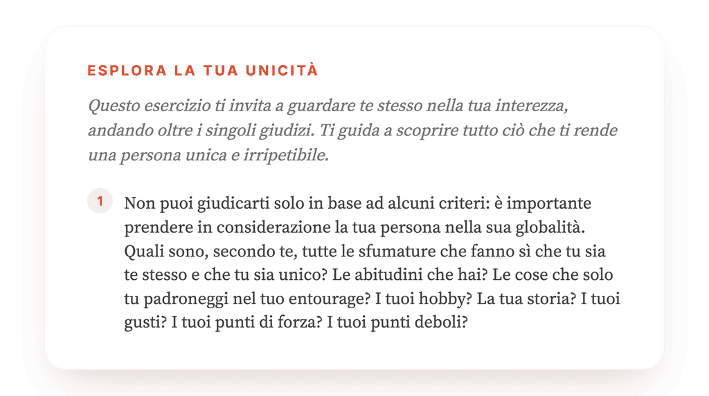 Sono unico: esercizio clinico sull'identità e l'autostima