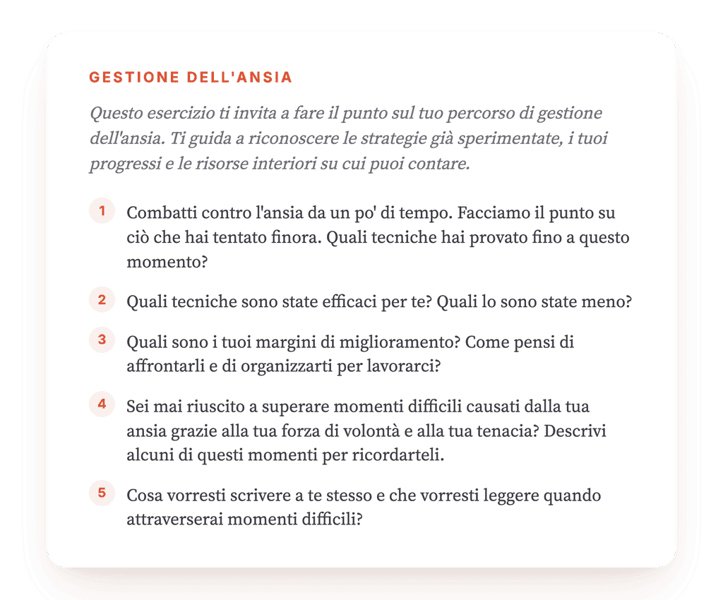 La mia battaglia contro l'ansia: esercizio clinico guidato