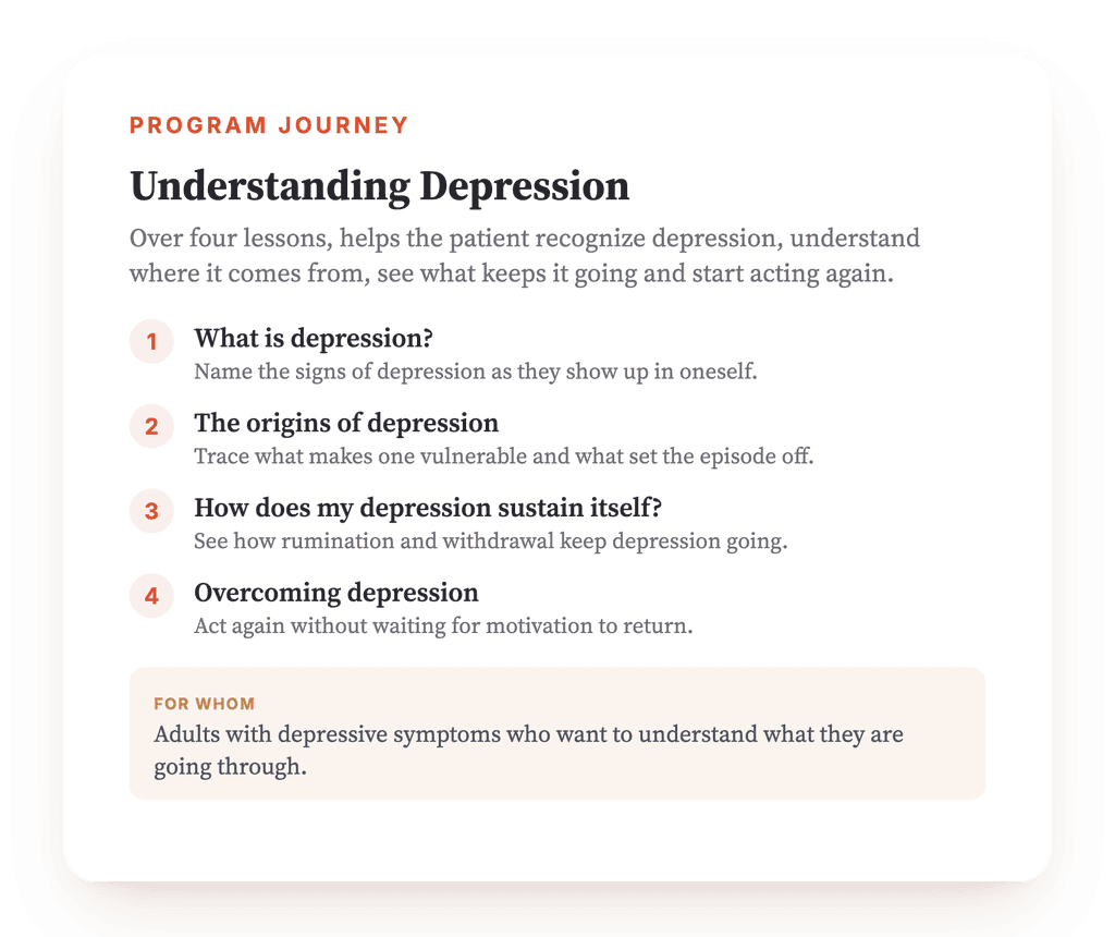 Understanding Depression: A 4-Lesson Psychoeducation Program