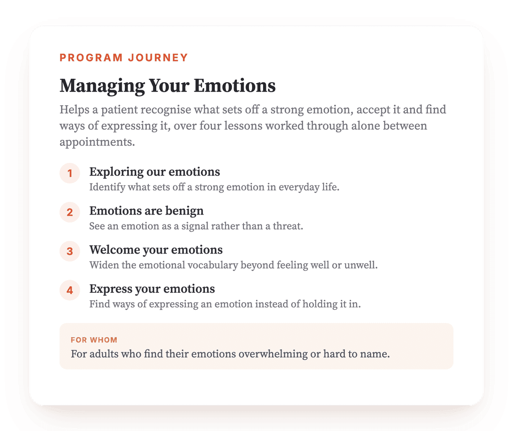 Managing Emotions: A 4-Lesson Psychoeducation Program