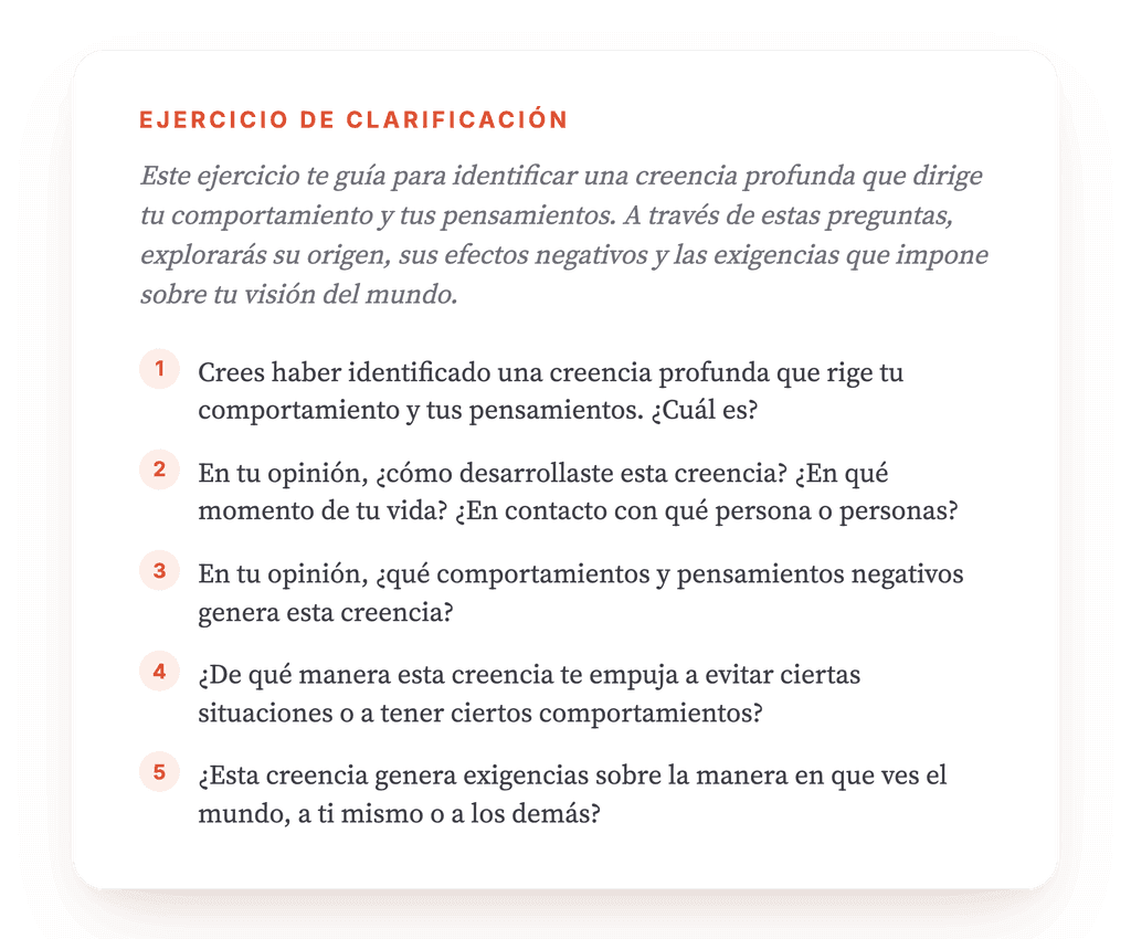 Clarificar una creencia nuclear: ejercicio clínico guiado