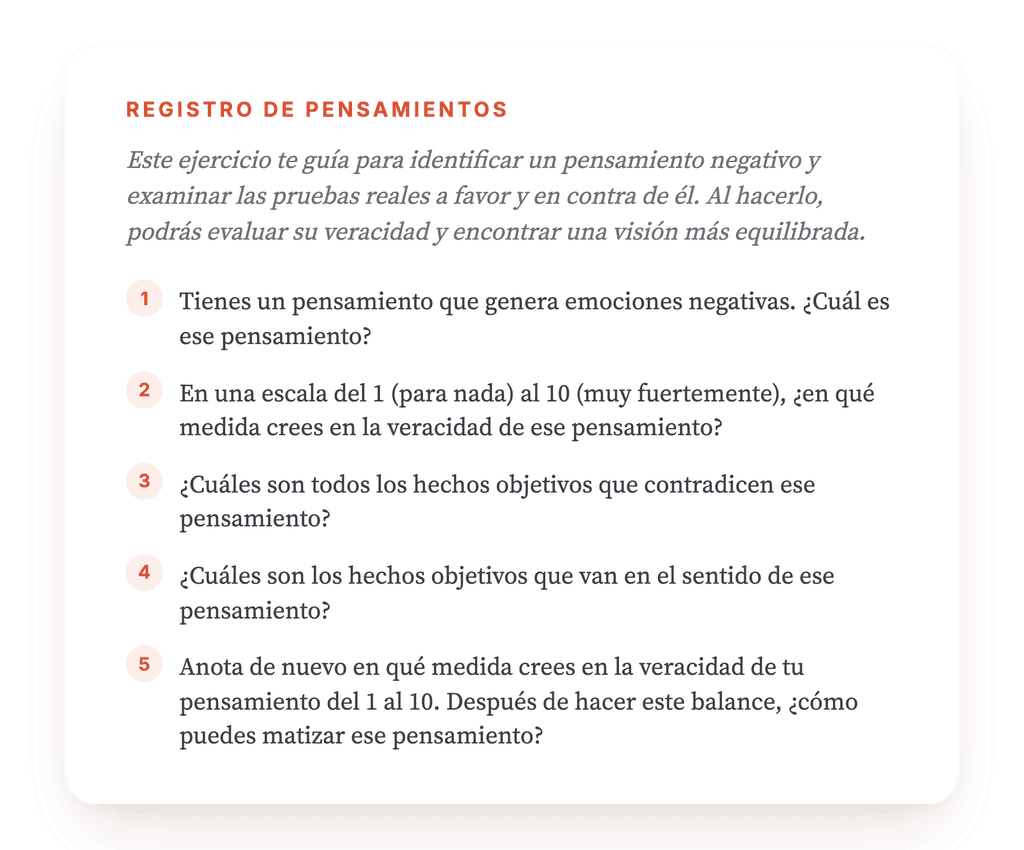 Ejercicio guiado de reestructuración cognitiva: me siento mal