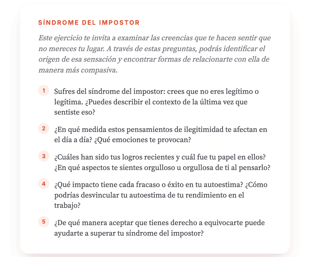 Síndrome del impostor: ejercicio clínico guiado en sesión