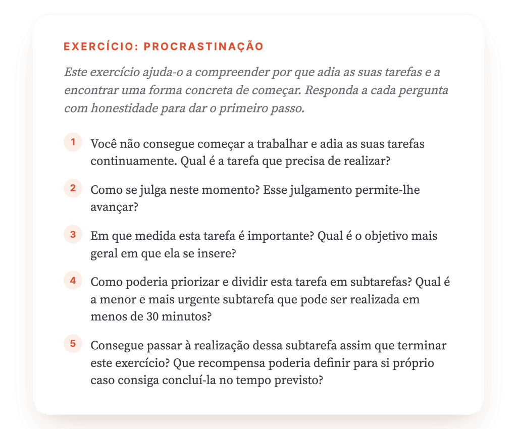 Procrastinação: Exercício Clínico Guiado para Sessão
